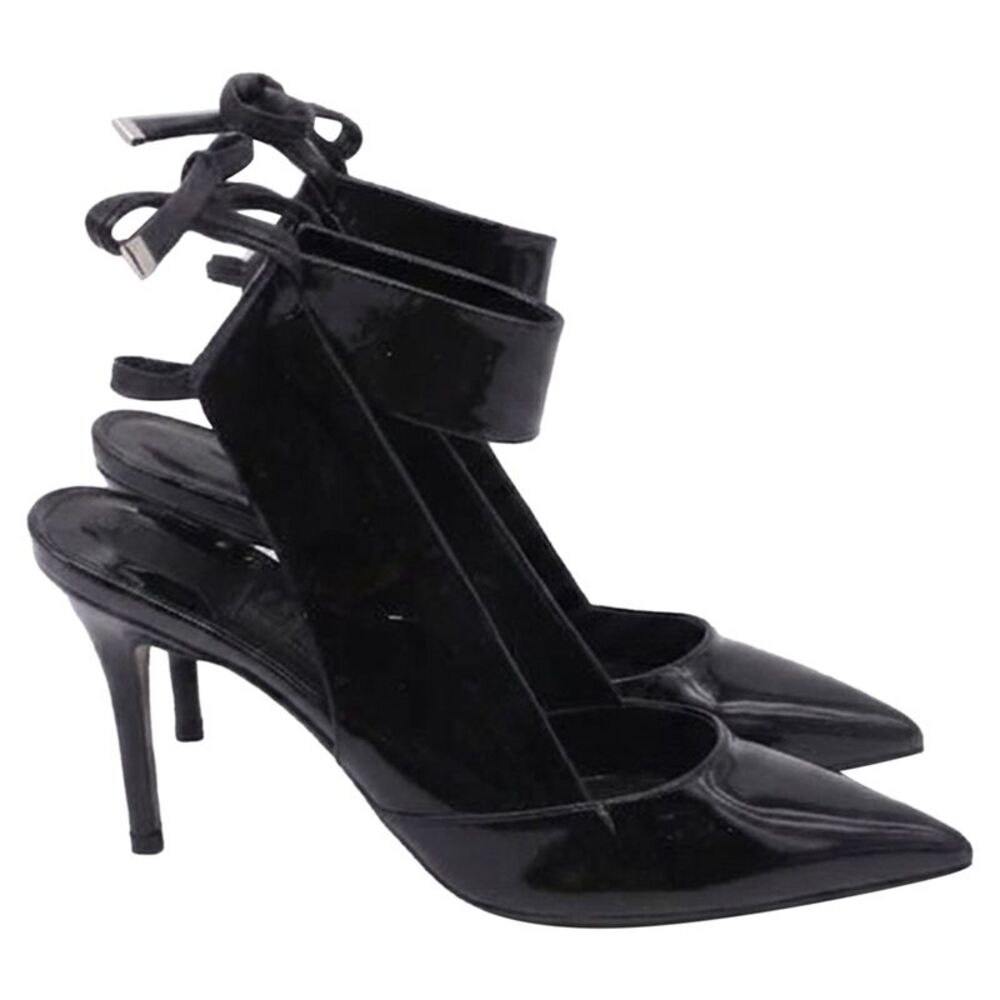 Salvatore Ferragamo Ankle-Strap Pump with Transparent PVC Detail in Black Patent